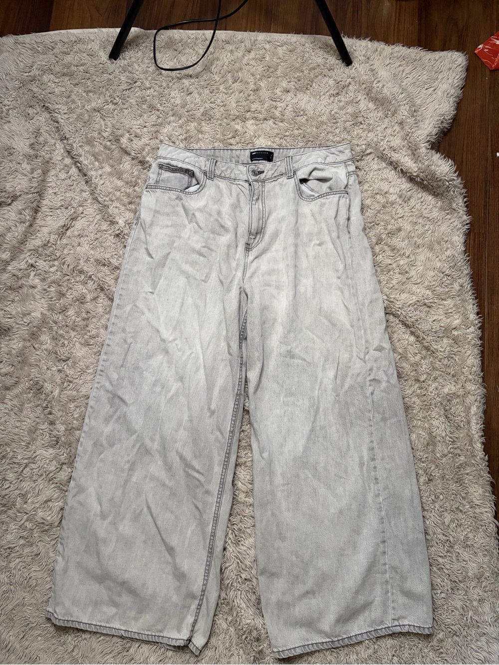 ASOS Light Gray Wide Leg Flare Jeans